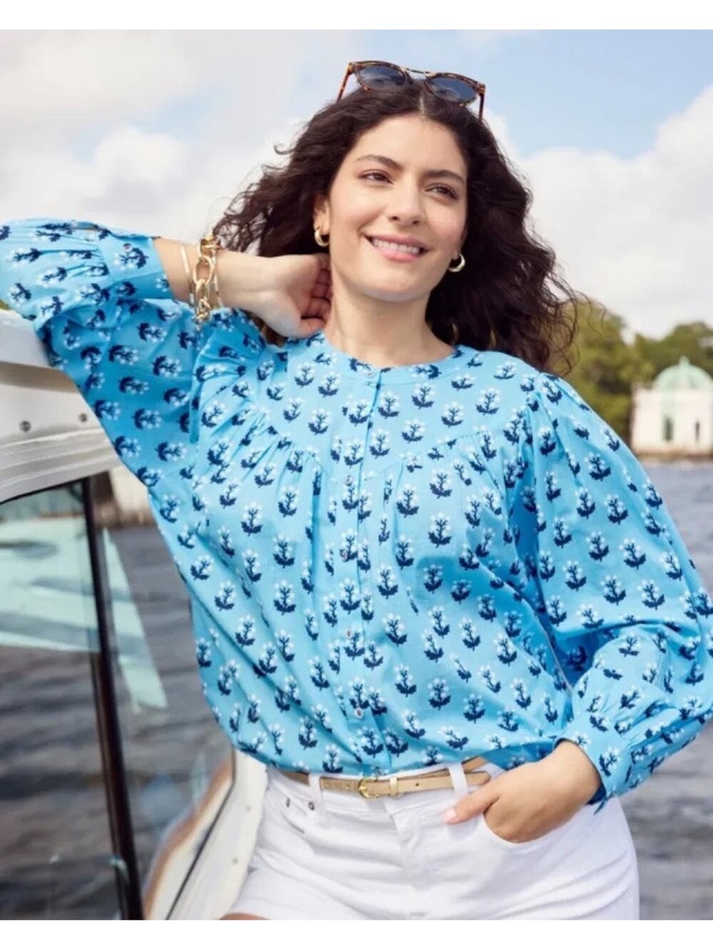 PrintFresh In Bloom - Birdie Blouse - Powder Blue Block Print Cotton